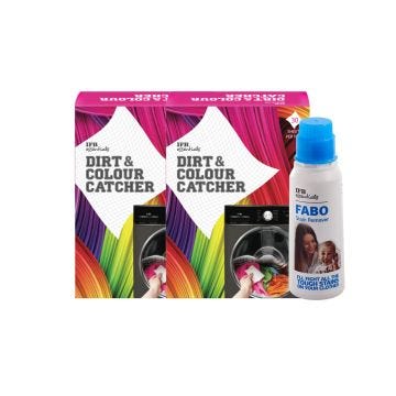 IFB Colour & Dirt Catcher (2 Pack) + 1 Fabo Liquid Detergents Front Load Top Load Washing Machine Stain Remover Clothes Whitener v1