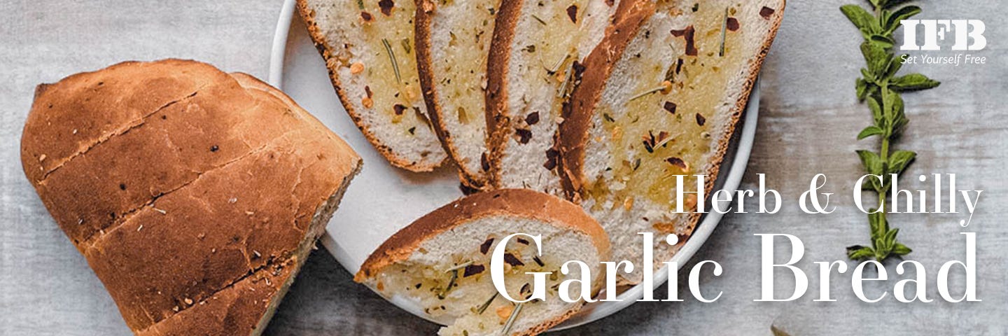 Herb & Chilly Garlic Bread in Microwave