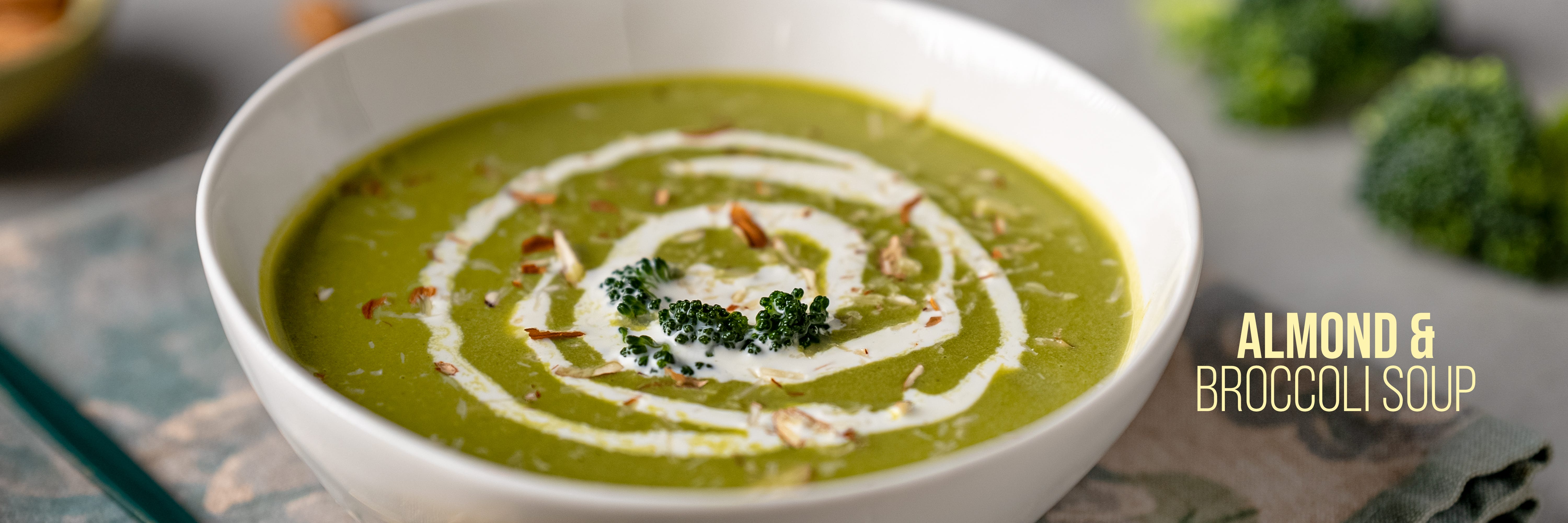 Almond & Broccoli Soup in Microwave Oven