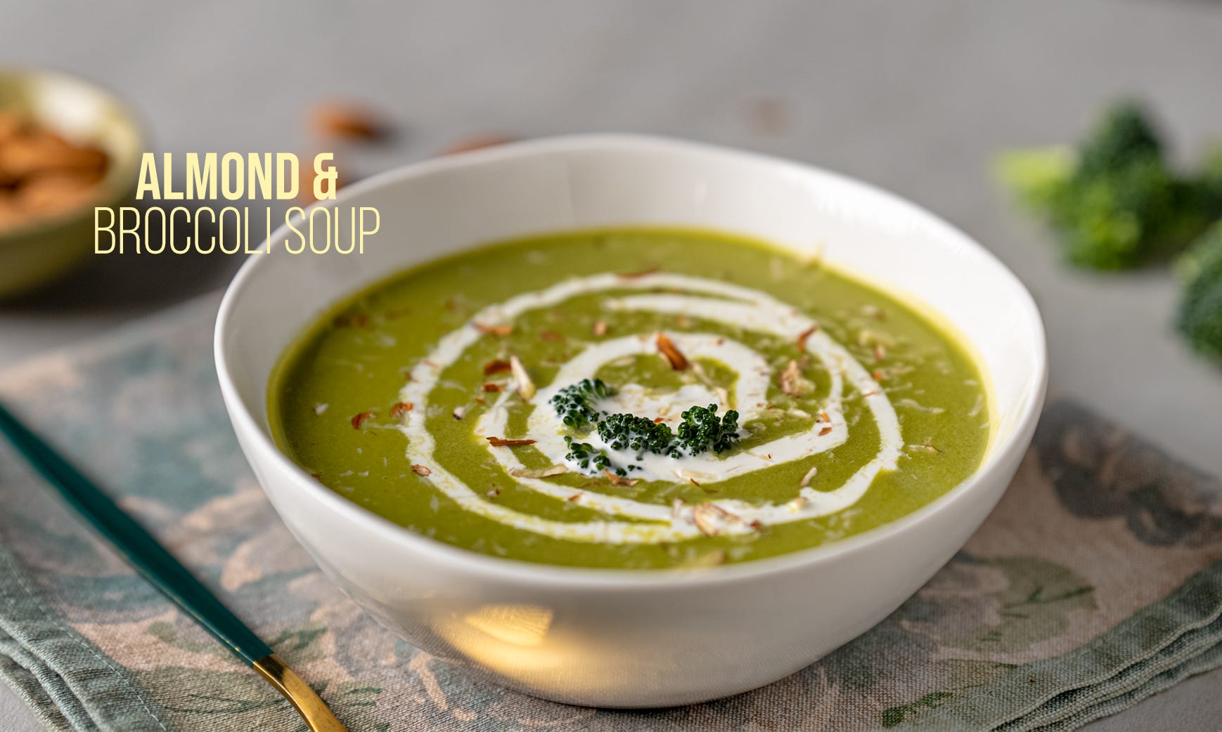 Almond & Broccoli Soup in Microwave Oven